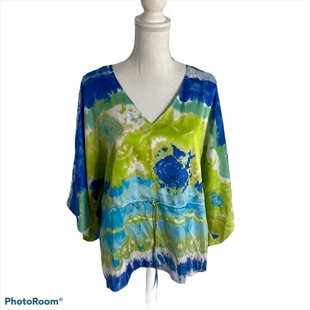 Chaps Tunic Top Blue Green Women’s Small V-neck